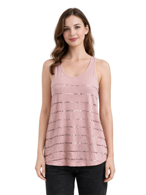 Vanity Pink and rose Gold Sequin y2k Tank Top
